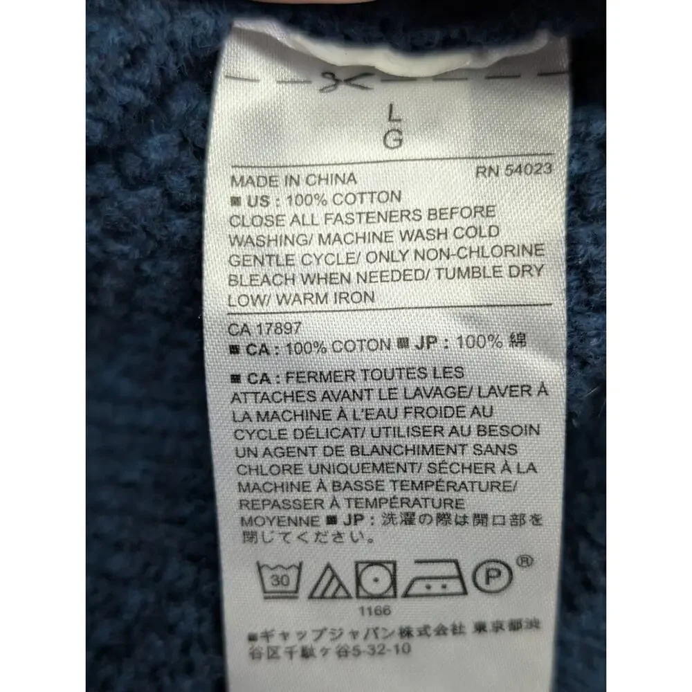 Banana Republic Mens L Shawl Collar Heavy Knit Ribbed Blue Cardigan Grandpacore